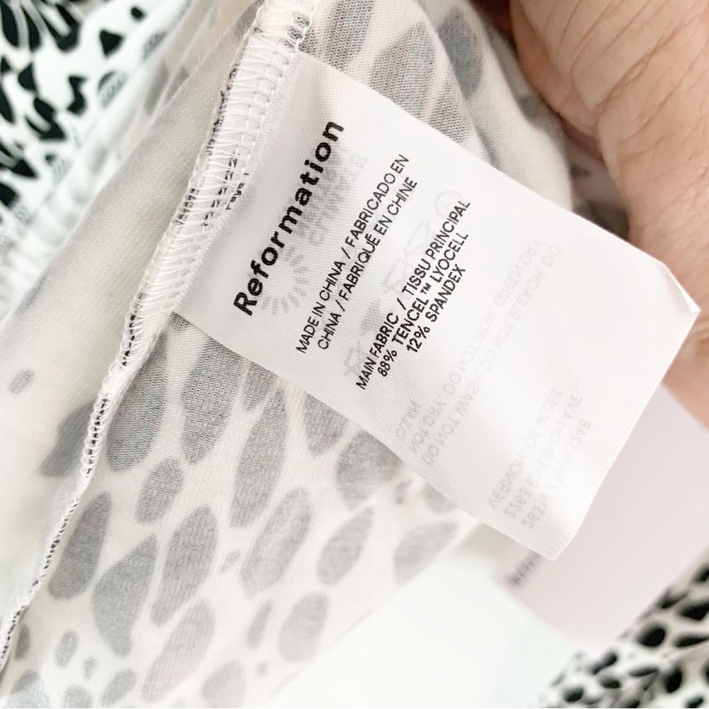 Reformation Bailey Cheetah Mock Neck Knit Top Long Sleeves Black White M NWT - Picture 8 of 10